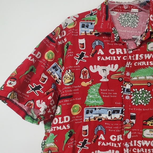 Griswold Family Christmas National Lampoons Button Down Short Sleeve Shirt 3XL - Picture 2 of 15